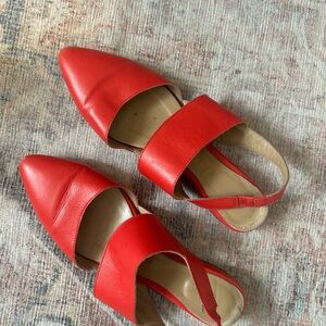 Poppy Barley Red Leather Women's Flats Slingback